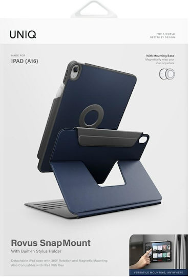 Uniq Rovus Snapmount Magnetic 360 Klappdeckel Drehbar Robust Marineblau (iPad 11 A16 (2025), iPad 10,9 10)