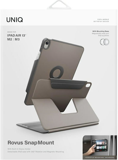 Uniq Rovus Snapmount Magnetic 360 Flip Cover Rotating Durable Gray (iPad Air 13 M2/M3 (2024/2025))