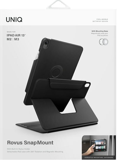 Uniq Rovus Snapmount Magnetic 360 Klappdeckel Drehbar Robust Schware (iPad Air 13" M2/M3 (2024/2025))