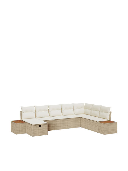 Corner Sofa Outdoor Rattan with Pillows 55x62x69cm