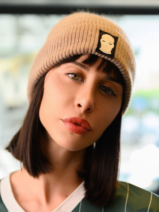 Beanie Unisex Beanie Knitted in Beige color