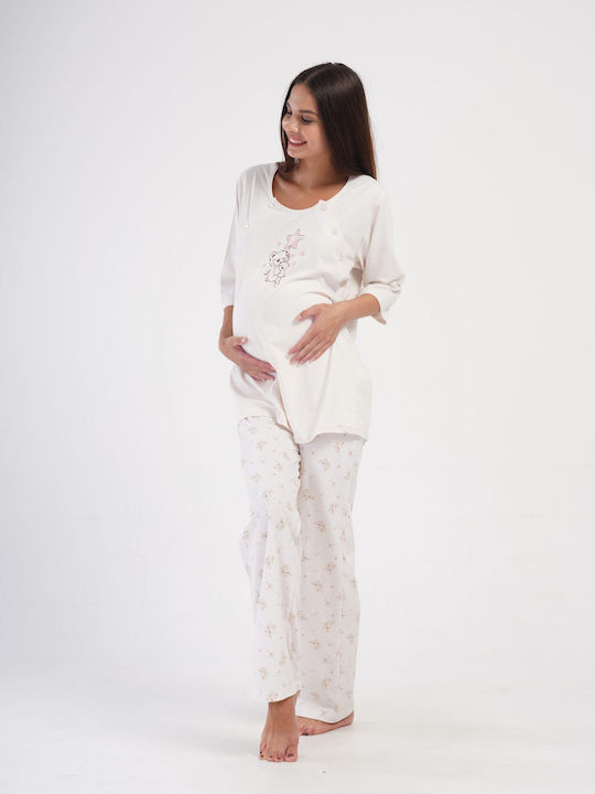 Set pijamale de maternitate în culoarea Bej