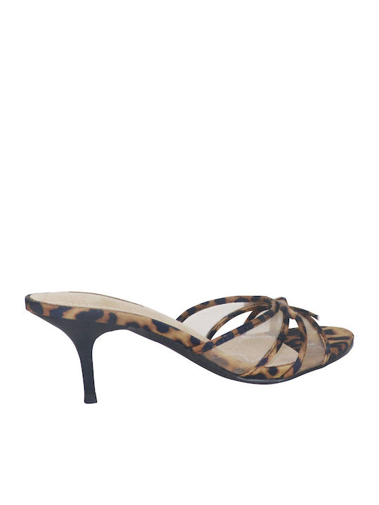 Mules with High Heel in Brown Color