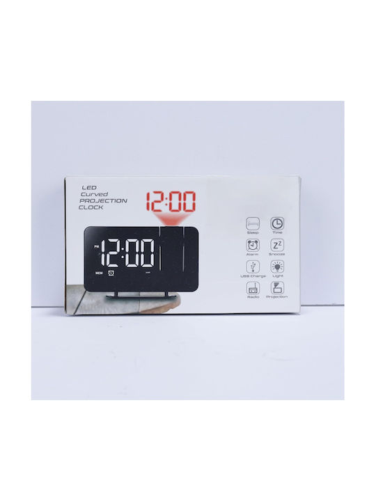 Tischuhr Digital LED mit Wecker & Tischradio Schwarz ROZA-913-BA