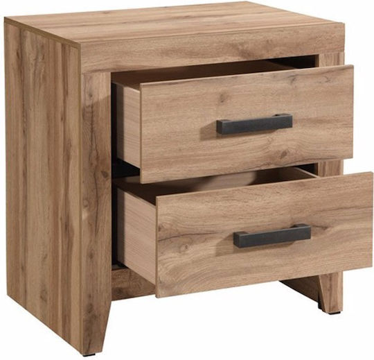 Solid Wooden Bedside Table Beige 58x41x62cm
