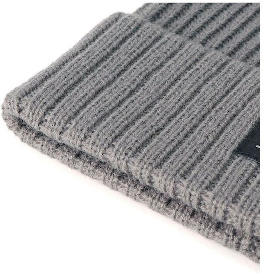 Beanie Ανδρικός Σκούφος με Rib Πλέξη σε Γκρι χρώμα
