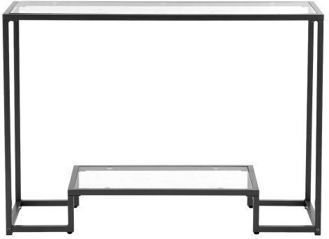 Конзолна маса Метална със Стъклено Покритие Черно Д107xШ35.4xВ75.5cm