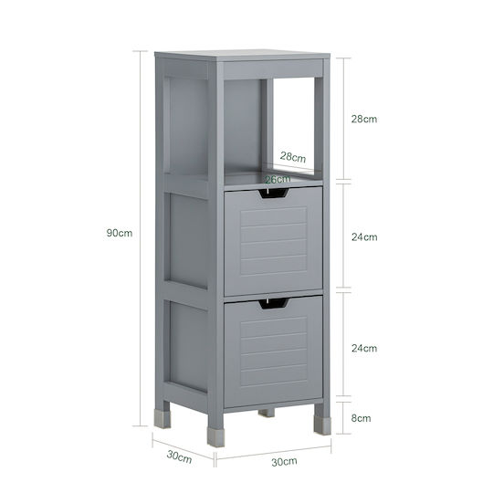 SoBuy Bathroom Cabinet L30xW30xH89.2cm Gray