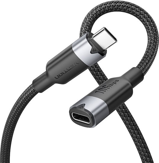 Vention It Cable USB Type-C 3.2 Gen 2 M-F Length 1.0m Braided Aluminum Black