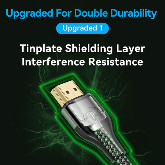 Vention Hdmi Cable 2.1 8k60hz Braided Ultra Thin 2.0m Alogh