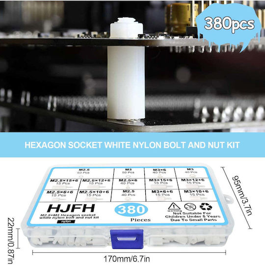 Set Distanțiere Hexagonale Bărbat-Femeie M2.5 M3 Pentru PCB Din Plastic Nylon Nuci Și Șaibe Albe