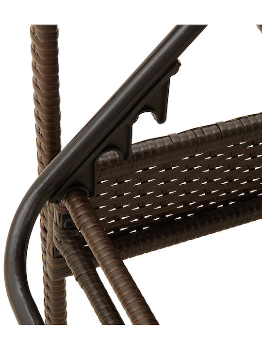 Deckchair Rattan with Cushion Brown 63x200x81cm.