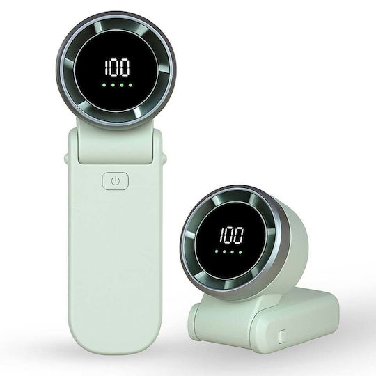 Mini Portable Fan A9 Led Display 5 Speeds Usb-c 5000mah Battery Silent Rechargeable Green