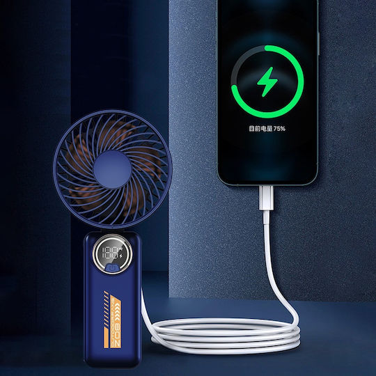 Portable Fan Led Display Z8 3 Speeds Usb-c 2a 3600mah Compact Lightweight Green