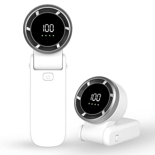 Mini Portable Fan A9 Led Display 5 Speeds Usb-c 5000mah Battery Silent Rechargeable White