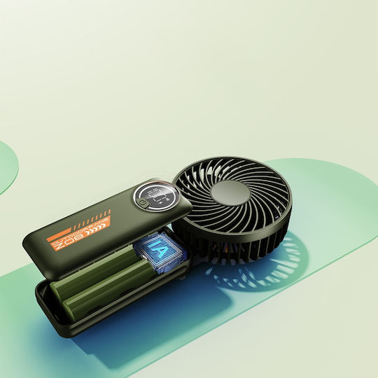 Portable Fan Led Display Z8 3 Speeds Usb-c 2a 3600mah Compact Lightweight Green