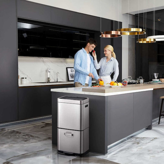 Eko Eko Recycling Mülleimer aus Inox mit Sensor Grau 60lt