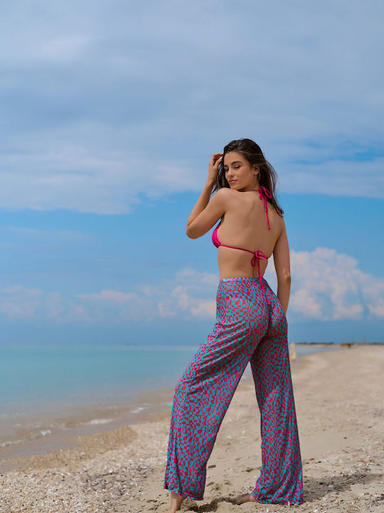 Bikini Triangle Brazil Set Fuchsia Pattern 3 Pieces