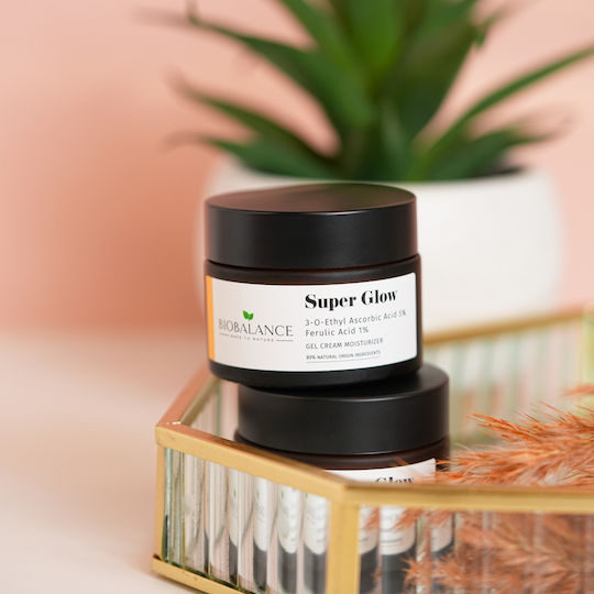 Alpaya Dermaceuticals Super Glow 5% Аскорбинова Киселина + 1% Ферулова Киселина Крем За Лице За Против Стареене И Регулация На Омазняването С Хиалуронова Киселина И Витамин С 50мл