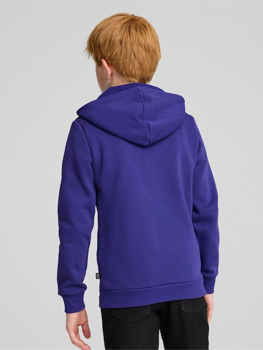 Fleece Kids Sweatshirt with Hood and Pockets Purple ESS+ 2 COL BIG LOGO