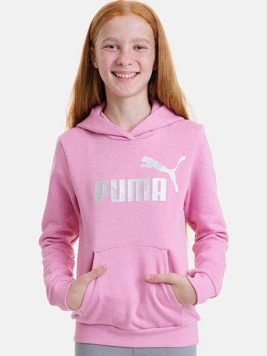 Hanorac Copii cu Glugă și Buzunare Pink Ess+