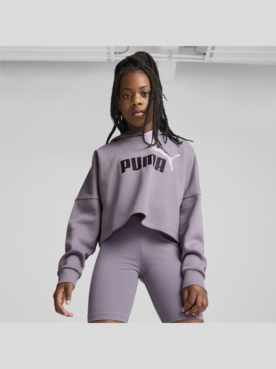 Παιδικό Φούτερ Cropped με Κουκούλα και Τσέπες Pale Plum