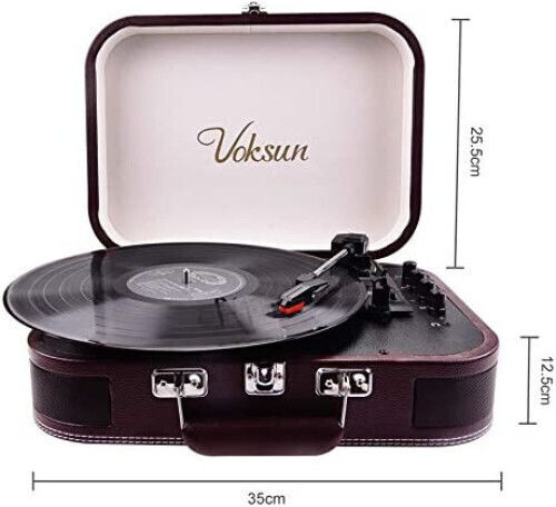 Voksun Voksun Turntable with Built-in Pre Amp and Built-in Speakers Black