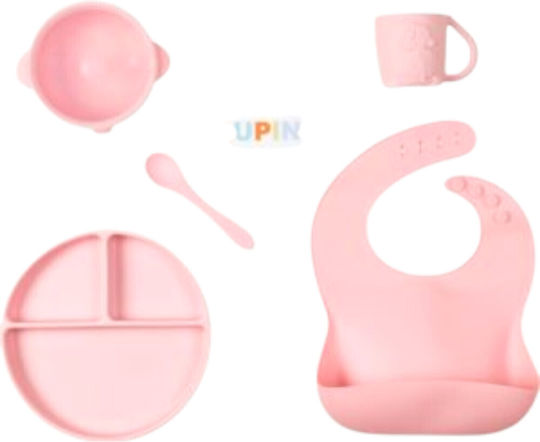 Queen Mother Feeding Set made of Silicone Pink 8pcs