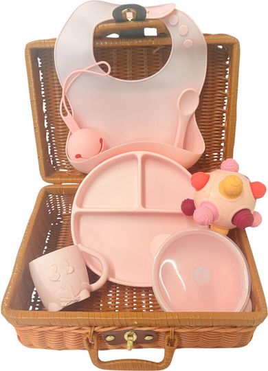 Queen Mother Feeding Set made of Silicone Pink 8pcs