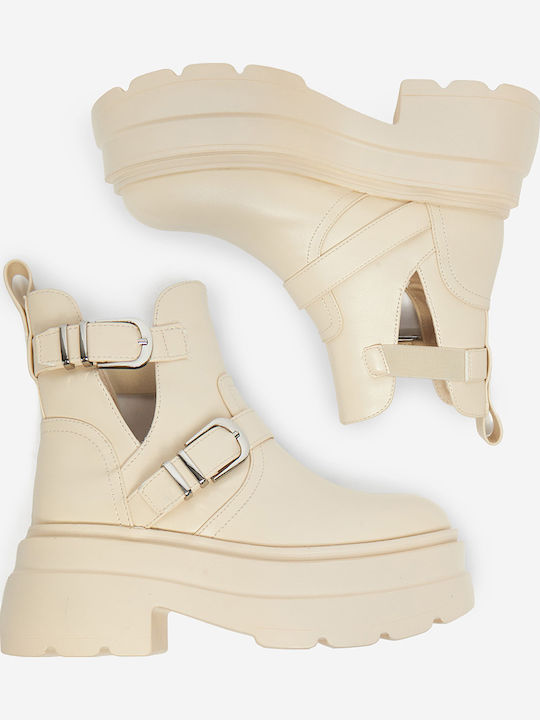 Stiefeletten Damen Beige