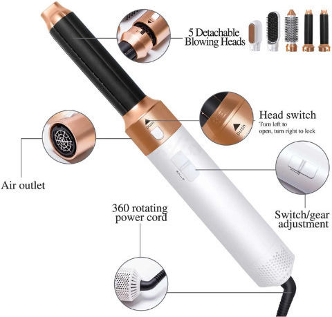 Ceramic Electric Brush with Air for Straightening and Curls 1000W