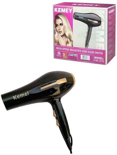 Kemei Hair Dryer 1000W Black/Gold