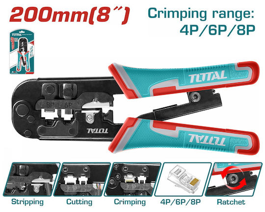 Total Ethernet Internet Cable Crimping Plier with Ratchet Mechanism (Length 200mm)