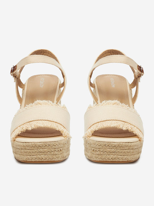 Damenplattformen Beige