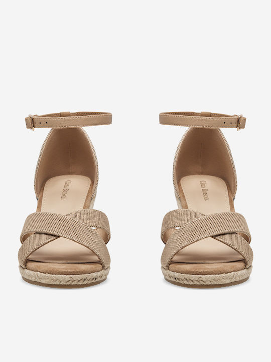 Women's Ankle Strap Platforms Beige