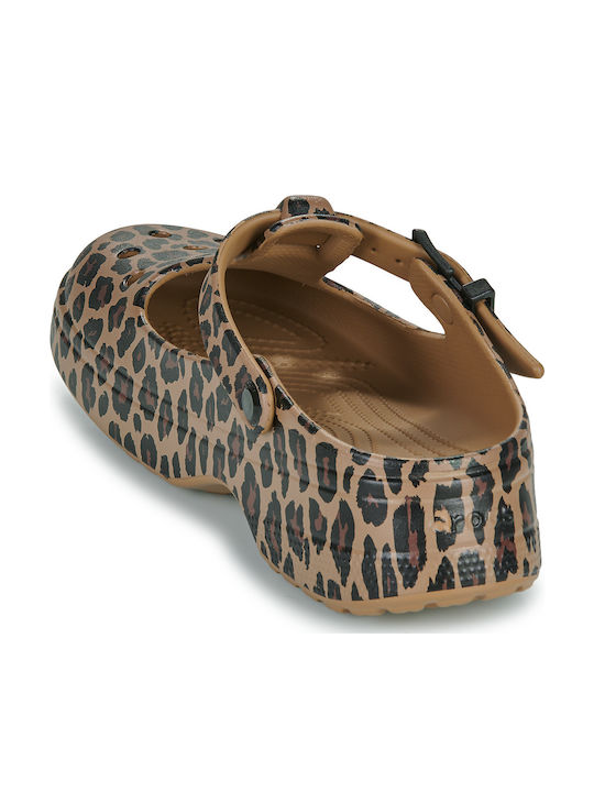 Crocs Classic Mary Jane Γυναικεία Σαμπό Καφέ