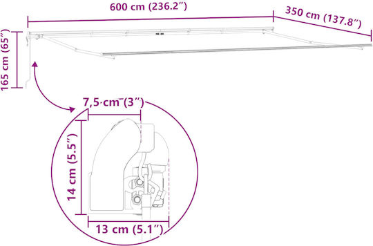 vidaXL Τεντόπανο Μπεζ με Επίστρωση PU 3.5x6m