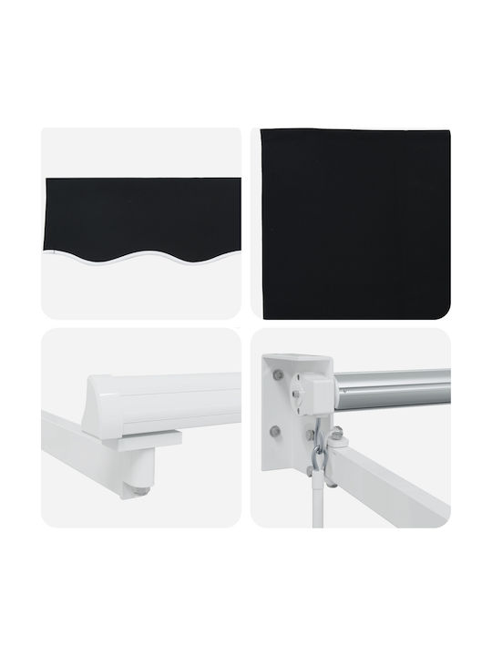 vidaXL Τέντα Βεράντας με Led Μαύρη 3x2.5m