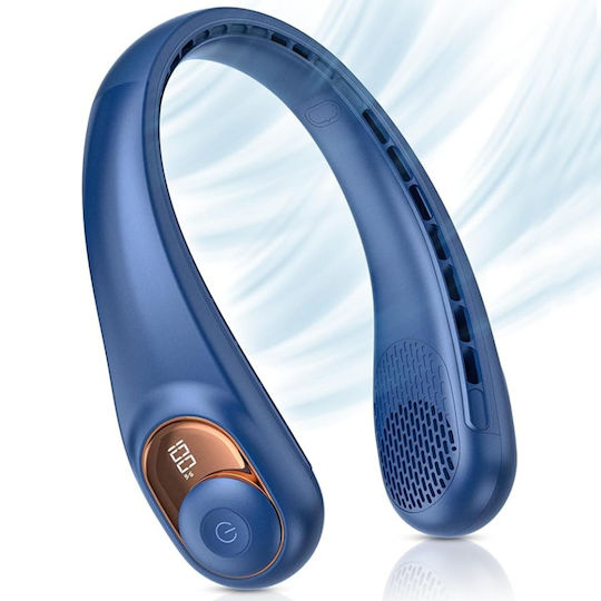 S9 Ventilator Portabil Pentru Gât Display Digital 3 Viteze 5200mah 5800rpm Reîncărcabil Albastru Fără Mâini