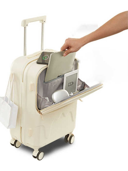 Kourk Cabin Hard Black Suitcase With 4 Wheels Height 52cm