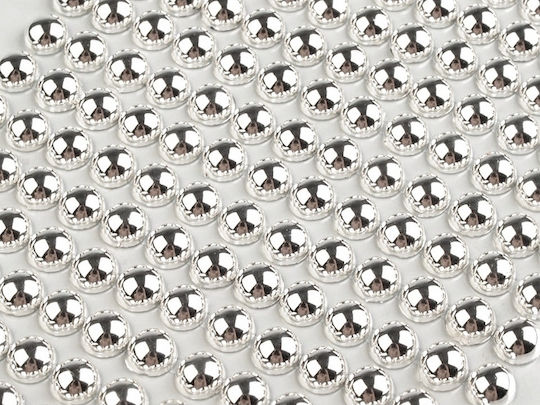Silver Adhesive Pearls Fitting Bracket 6mm 260 Pieces