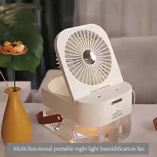 Ventilator 2 În 1 Purificare Aer Umidificare Portabil Rezervor de Apă 3 Trepte de Viteză 3 Niveluri de Pulverizare Încărcare Usb Dimensiuni 12.5 X 22 X 16 Cm Alb