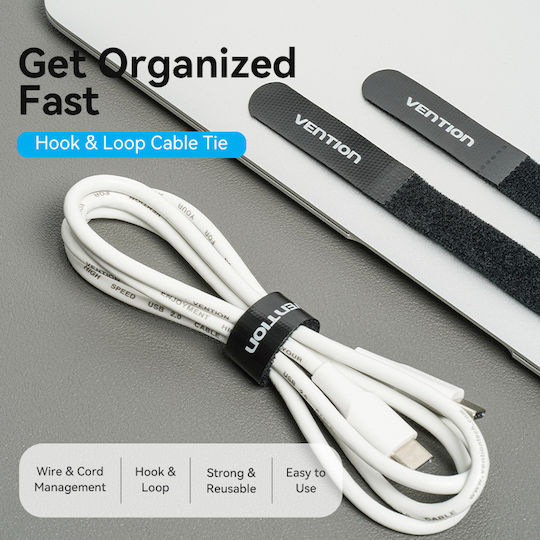 Vention Cable Organiser Hook Loop Cable Tie 120mm 10 Pcs Kanb0-10