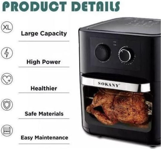 Sokany Air Fryer 10lt Μαύρο SK-003