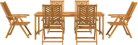 Garten- und Outdoor-Möbelsets Typsatz Speisesaal 7 Stück Braun