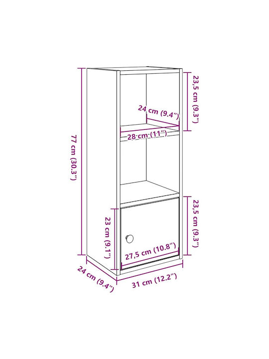 Bücherregal Braun 31x24x77cm