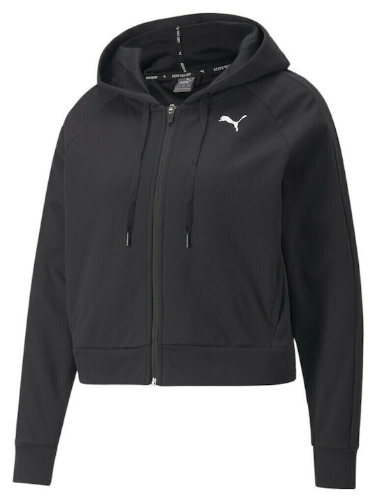 Modern Sports Cropped Γυναικείο Φούτερ με Κουκούλα Μαύρο