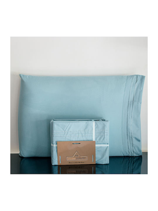 My Home Luxury Duvet Cover Set 220x240cm Super King With 2 Pillowcases & 1 Bed Sheet Petrol Blue