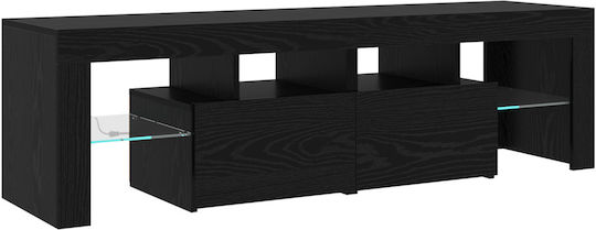 Stand TV cu Iluminare LED Neagră Stejar M90xA35xÎ40cm