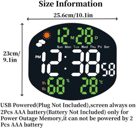 Wanduhr Digital Grün